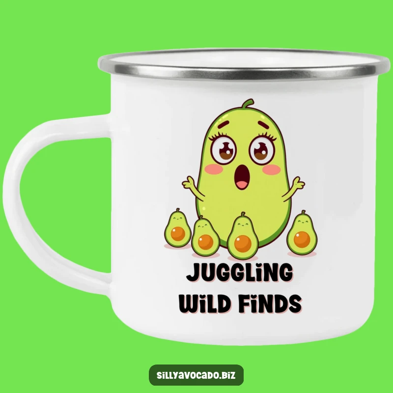 Funny Avocado Juggling Camping Mug - Hilarious and Sturdy for Outdoor Adventures!