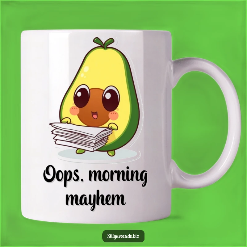 Funny Surprised Avocado Mug - Hilarious Paper Drop Shocked Gift