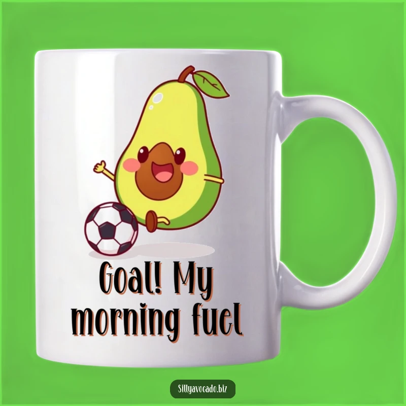 Funny Avocado Kicking Soccer Ball Mug - A Hilarious Gift for Soccer Fans
