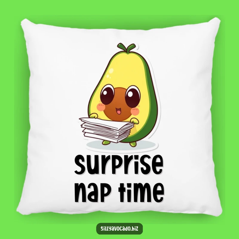 Funny Surprised Avocado Pillow - Comfy Shocked Paper Drop Accent