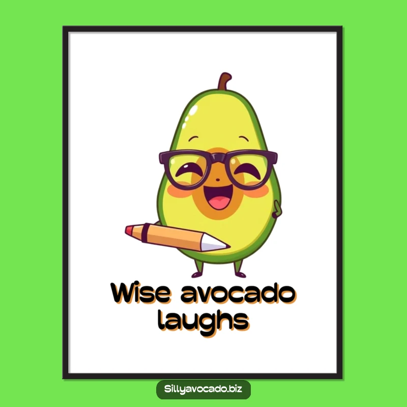 Funny Avocado Writer Digital Art - Instant Witty Decor Gift