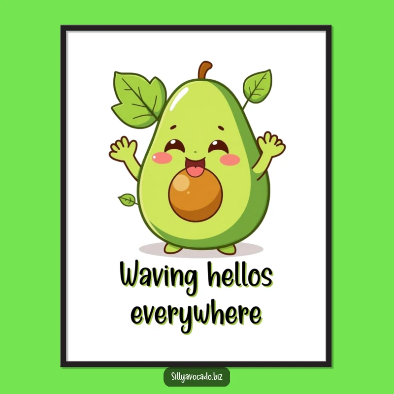 Funny Giggling Avocado Digital Print: Waving Character Decor - Instant Funny Gift!