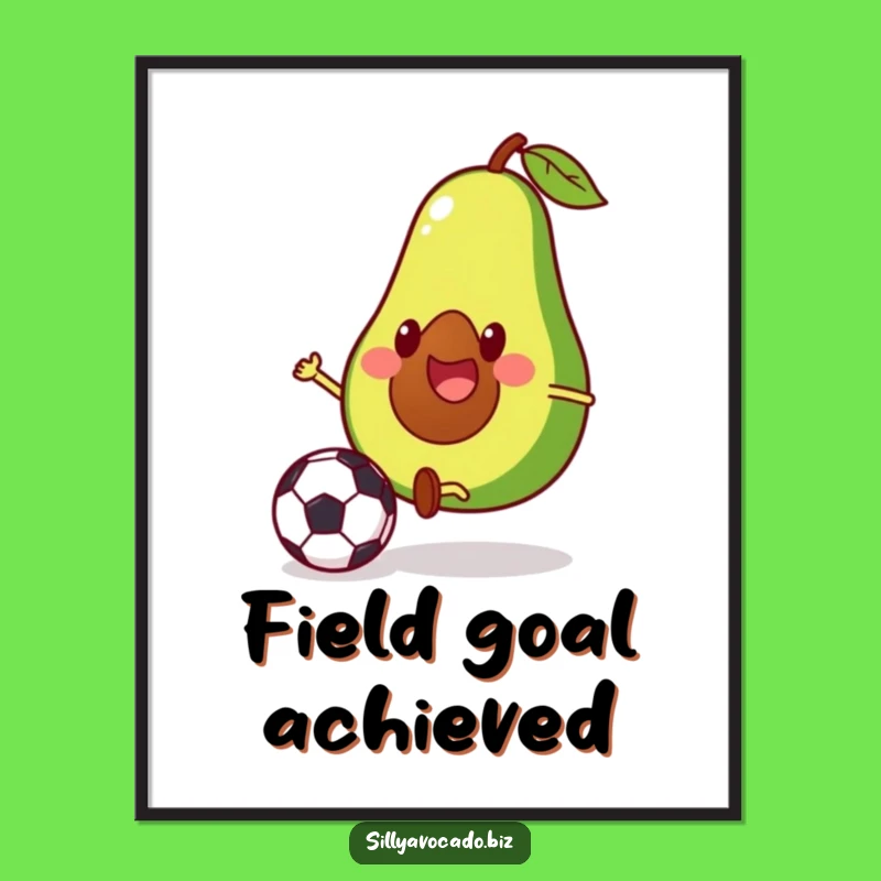 Funny Avocado Kicking Soccer Art Poster - Hilarious Wall Decor for Any Room