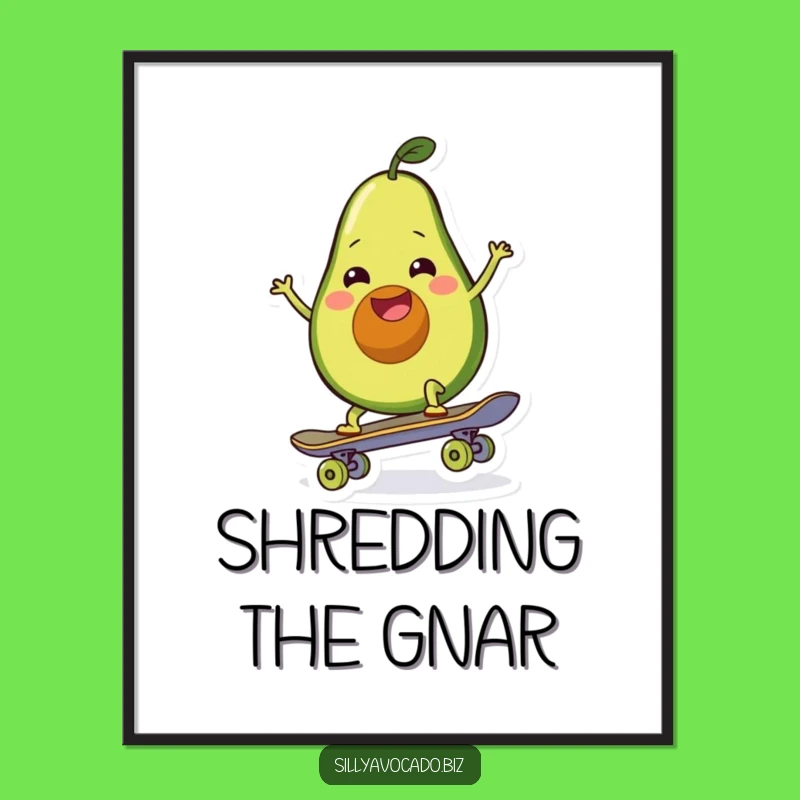 Funny Skateboarding Avocado Art Poster - Hilarious Wall Decor for Skaters!