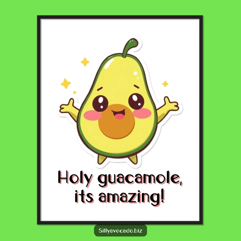 Free Printable Happy Avocado Art: Funny Starry Eyes Downloadable Poster