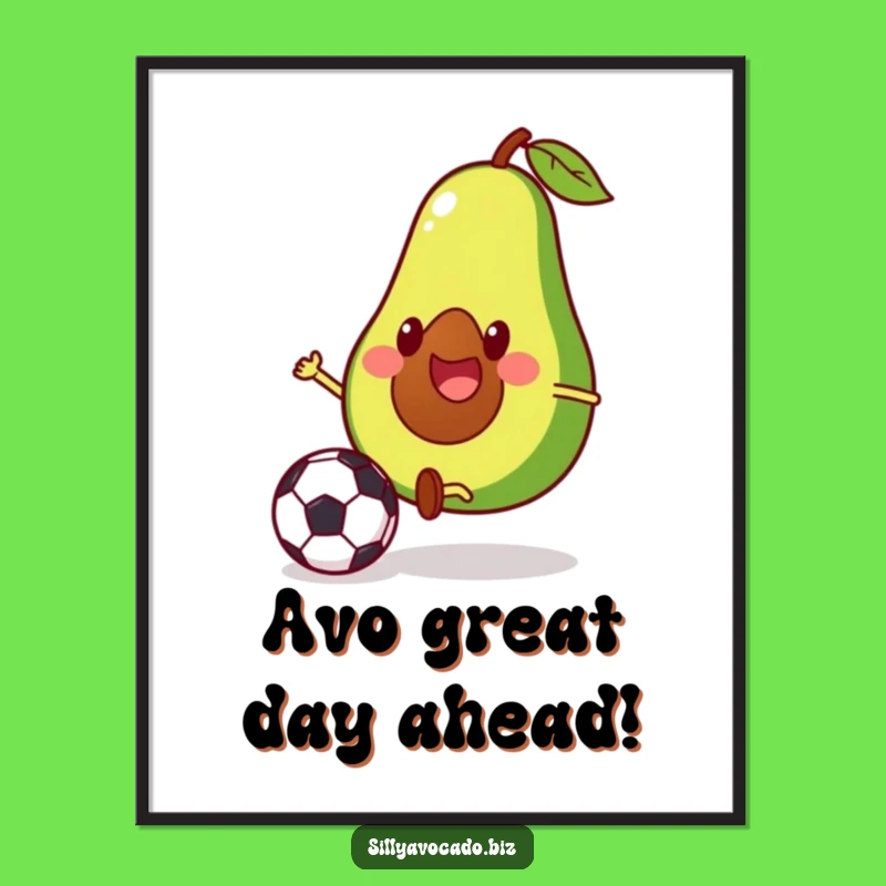 Free Printable Wall Art: Funny Avocado Soccer Player, Hilarious Downloadable Decor Gift