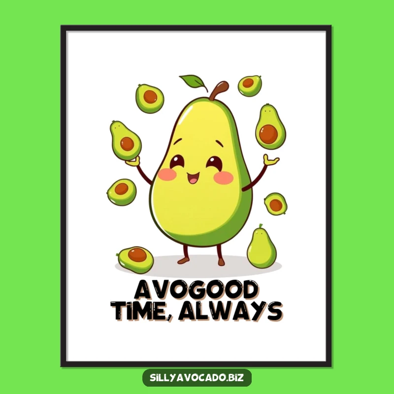 Funny Free Printable Wall Art: Juggling Avocado - Quirky Downloadable Decor!
