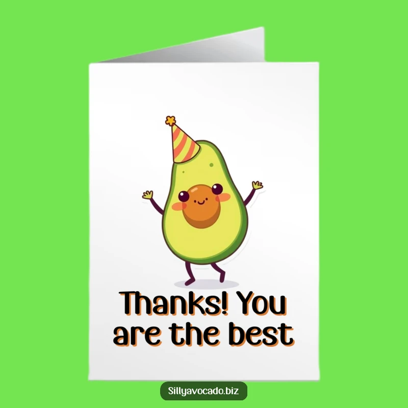 Free Printable Party Avocado Thank You Card: Funny Downloadable Gift for a Festive Thanks!