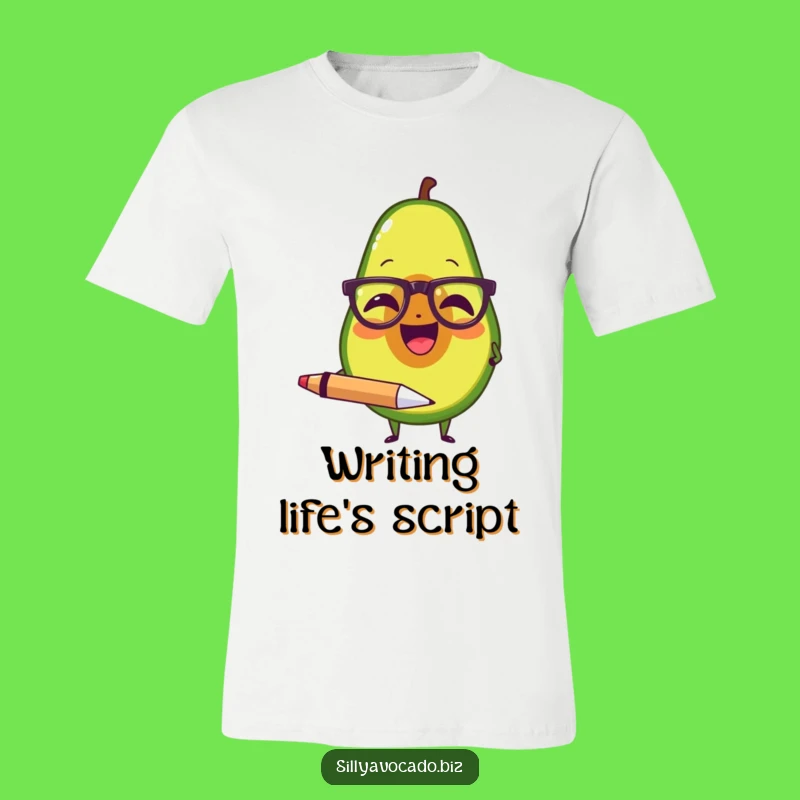 Funny Avocado Writer T-Shirt - Laughing Scholar's Hilarious Gift