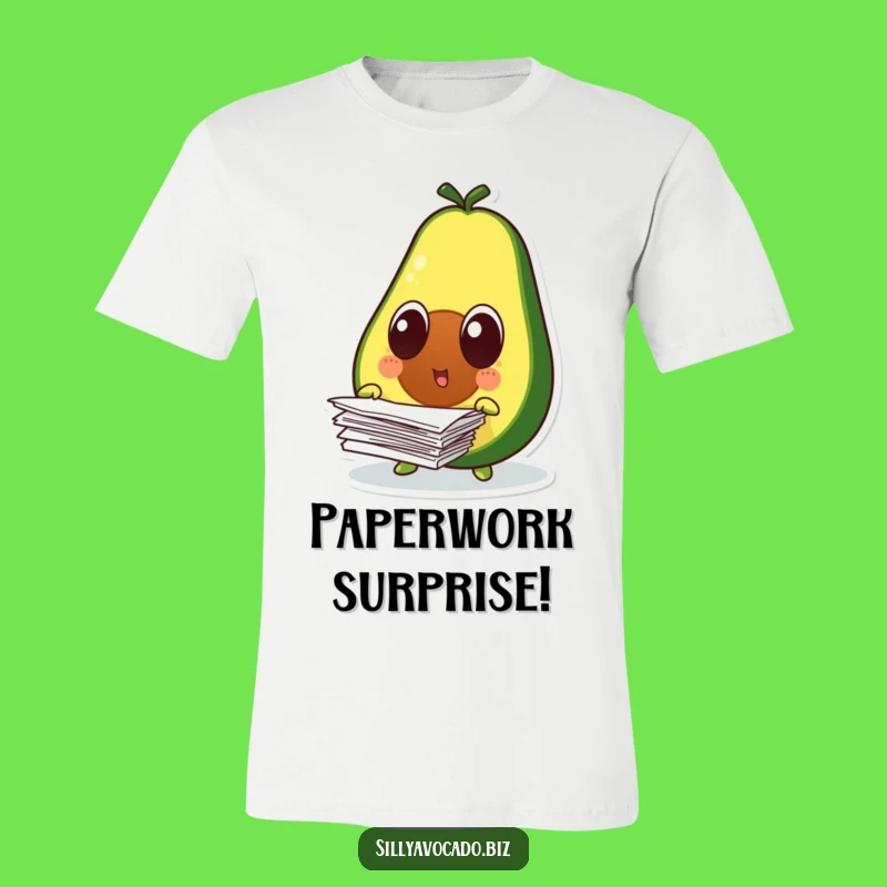 Funny Surprised Avocado T-Shirt - Hilarious Paper Drop Graphic Tee